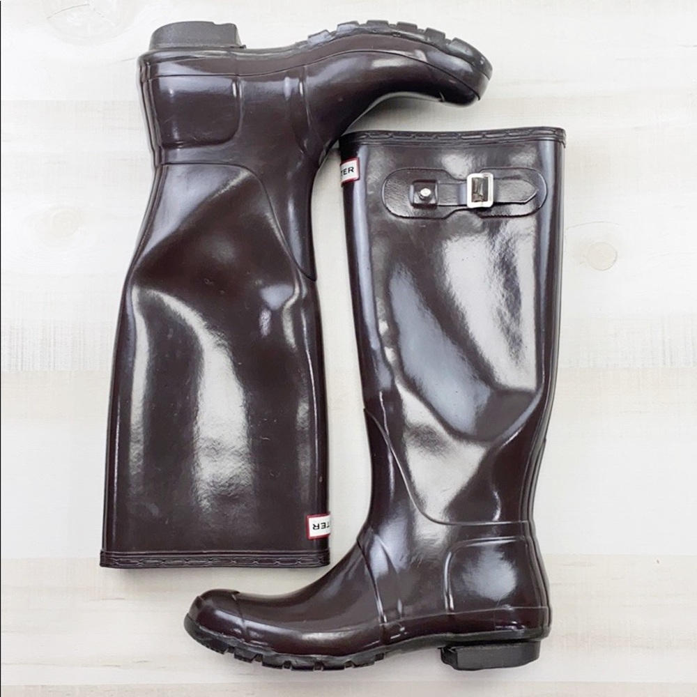 HUNTER ORIGINAL GLOSS TALL BOOT in Seep - Picture 2 of 13